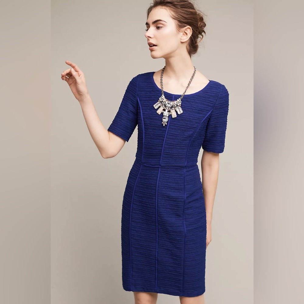 Anthropologie Royal Blue Textured Midi Dress
